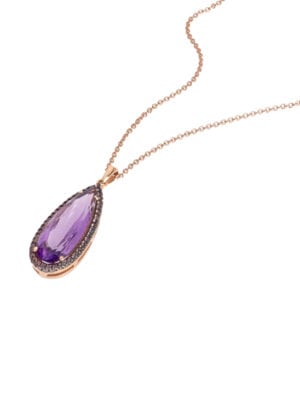 Printezis Fine Jewellery Κολιέ Ροζ Χρυσό Κ18 με Αμέθυστο και Ζαφείρια 01-018-0979