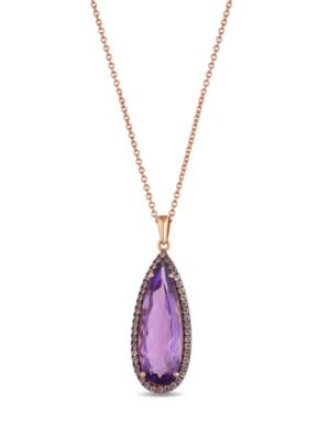 Printezis Fine Jewellery Κολιέ Ροζ Χρυσό Κ18 με Αμέθυστο και Ζαφείρια 01-018-0979