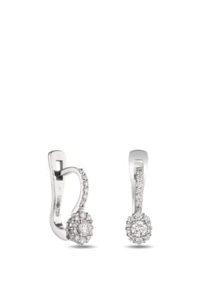 Printezis Fine Jewellery Σκουλαρίκια Λευκόχρυσα Κ18 με Σμαράγδια και Διαμάντια 01-018-0618