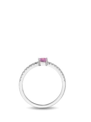 Printezis Fine Jewellery Δαχτυλίδι Λευκόχρυσο Κ18 με Ροζ Ζαφείρι και Διαμάντια 04-018-0841