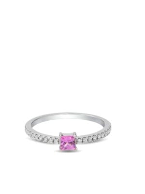 Printezis Fine Jewellery Δαχτυλίδι Λευκόχρυσο Κ18 με Ροζ Ζαφείρι και Διαμάντια 04-018-0841