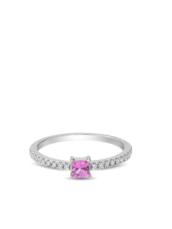 Printezis Fine Jewellery Δαχτυλίδι Λευκόχρυσο Κ18 με Ροζ Ζαφείρι και Διαμάντια 04-018-0841