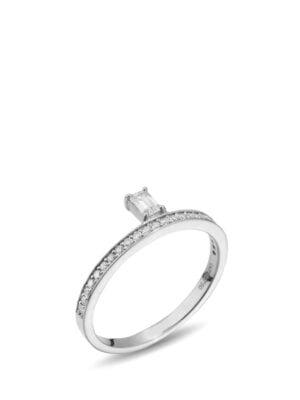 Printezis Fine Jewellery Μονόπετρο Δαχτυλίδι Λευκόχρυσο Κ18 με Διαμάντια 04-018-0847