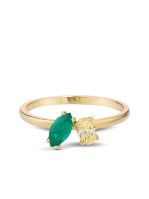 Printezis Fine Jewellery Δαχτυλίδι Χρυσό Κ18 με Σμαράγδι και Κίτρινο Διαμάντι 04-018-0865