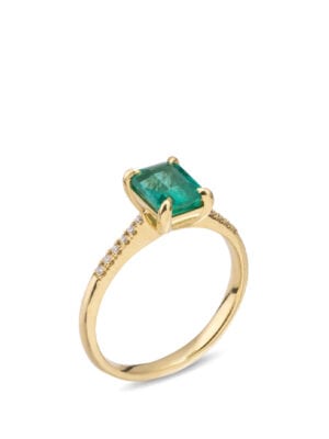 Printezis Fine Jewellery Δαχτυλίδι Χρυσό Κ18 με Σμαράγδι και Διαμάντια 04-018-0867