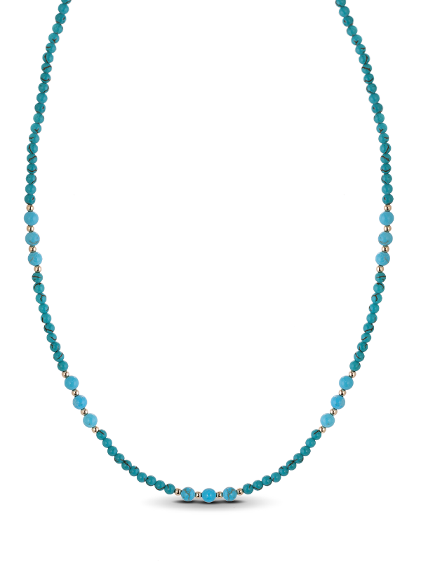 Κολιέ Χρυσό Κ14 με Turquoise CKG14KA/20