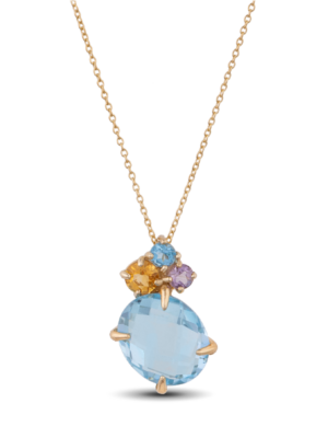 Printezis Κολιέ Χρυσό 14K με Blue Topaz CKG14OT/25