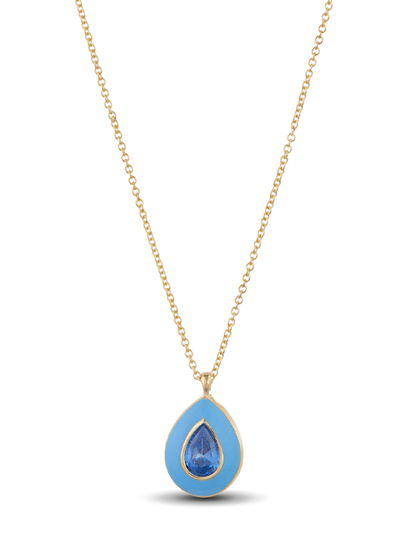 Printezis Κολιέ Χρυσό 14K με Blue Topaz και Σμάλτο CKG14OT/23