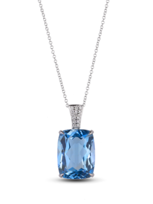 Printezis Κολιέ Λευκόχρυσο Κ18 με Blue Topaz και Διαμάντια DKW18OR/8