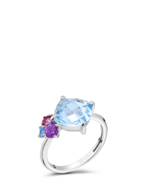 Δαχτυλίδι Λευκόχρυσο Κ14 με Ημιπολύτιμες Πέτρες CDW14OTH/10