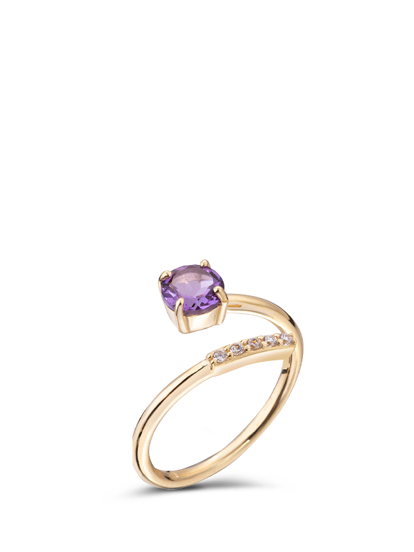 Δαχτυλίδι Χρυσό Κ14 με Ζιρκόν και Αμέθυστο CDG14GO/14
