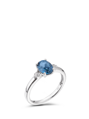 Printezis Δαχτυλίδι Λευκόχρυσο K18 με Διαμάντια και London Blue DDW18DG/20
