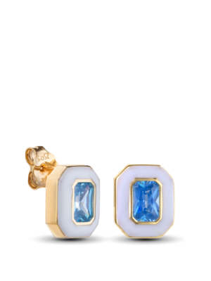 Printezis σκουλαρίκια Χρυσά Κ14 με με Blue Topaz και Ζιρκόν CSG1OT/42