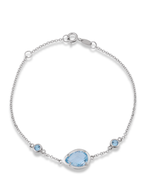 PRINTEZIS CHROMA ΒΡΑΧΙΟΛΙ ΛΕΥΚΟΧΡΥΣΟ Κ14 με Blue Topaz CBW14GO/30