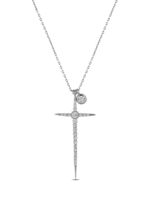 Printezis Κολιέ Λευκόχρυσο Κ14 με Ζιρκόν CKW14Z/56