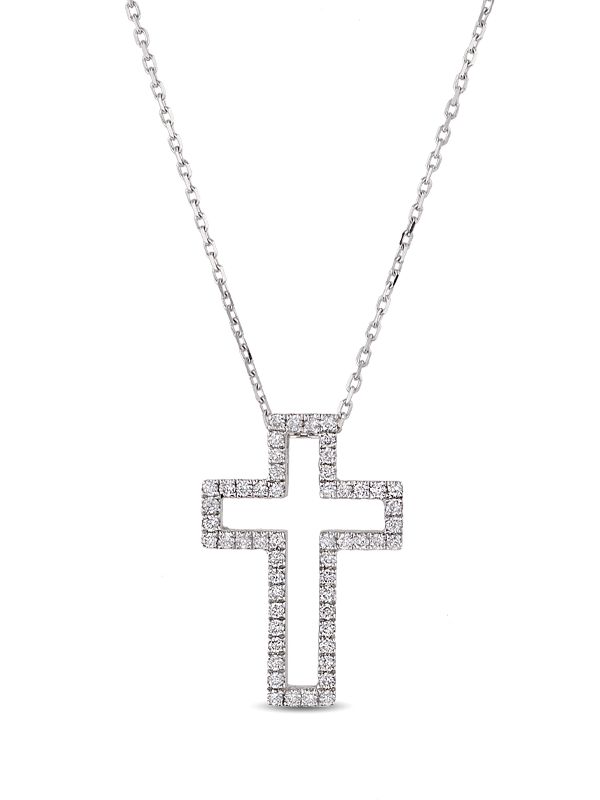 Printezis Fine Jewellery Σταυρός Λευκόχρυσος Κ18 με Διαμάντια SW18KA/46