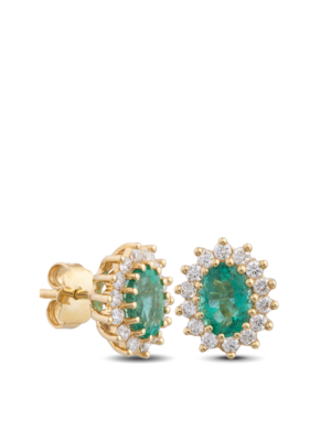 Printezis Fine Jewellery Σκουλαρίκια Χρυσά Κ18 με Σμαράγδια και Διαμάντια DSG18KA/35