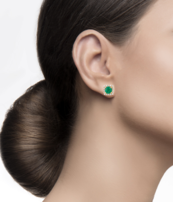 Printezis Fine Jewellery Σκουλαρίκια Χρυσά Κ18 με Σμαράγδια και Διαμάντια DSG18KA/37