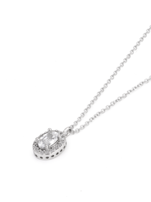 Printezis Κολιέ Λευκόχρυσο Κ14 με Ζιρκόν CKW14OR/17