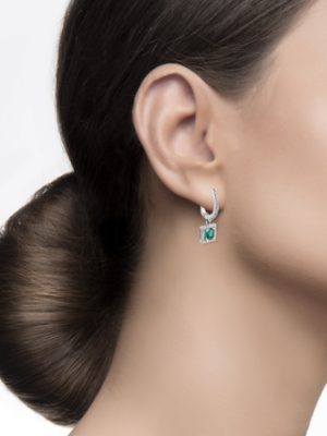 Printezis Fine Jewellery Σκουλαρίκια Λευκόχρυσα Κ18 με Σμαράγδια και Διαμάντια DSW18KA/39