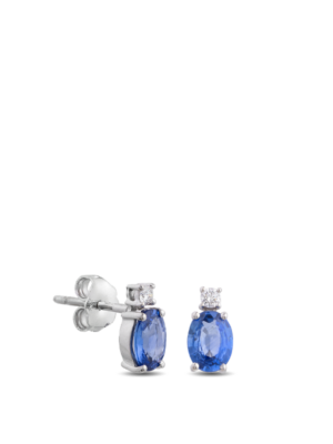 PRINTEZIS Diana Σκουλαρικια Λευκοχρυσα Κ18 με Ζαφειρι και Διαμαντια DSW18KA/46