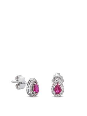 PRINTEZIS Diana Σκουλαρικια Λευκοχρυσα Κ18 με Ρουμπίνια και Διαμαντια DSW18KA/47