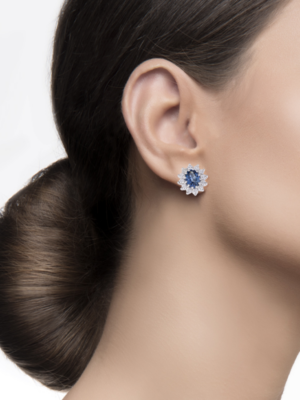 PRINTEZIS Diana Σκουλαρικια Λευκοχρυσα Κ18 με Ζαφειρι και Διαμαντια DSW18KA/40