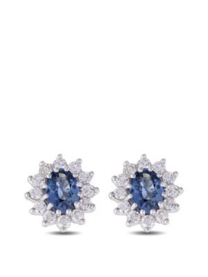 PRINTEZIS Diana Σκουλαρικια Λευκοχρυσα Κ18 με Ζαφειρι και Διαμαντια DSW18KA/40