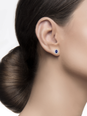 PRINTEZIS Diana Σκουλαρικια Λευκοχρυσα Κ18 με Ζαφειρι και Διαμαντια DSW18KA/45