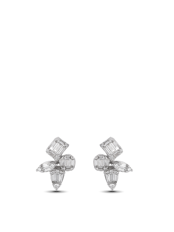 Printezis Fine Jewellery Σκουλαρίκια Λευκόχρυσα Κ18 με Διαμάντια DSW18KA/37
