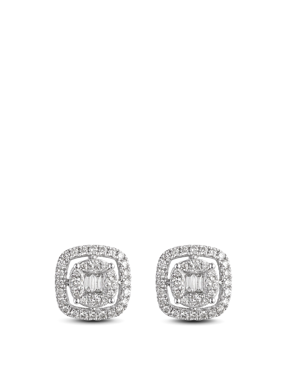 Printezis Fine Jewellery Σκουλαρίκια Λευκόχρυσα Κ18 με Διαμάντια DSW18KA/38