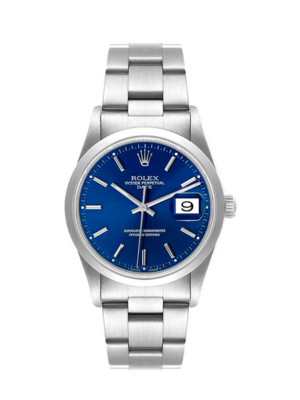 Ανακαλύψτε το Rolex Date με διάμετρο 34mm.Tο ρολόι έχει υποβληθεί στους απαραίτητους ποιοτικούς ελέγχους από το τεχνικό τμήμα, για τη διασφάλιση της αυθεντικότητας και καλής λειτουργίας, όπως ορίζεται από τον κατασκευαστή. Συνοδεύεται από ένα χρόνο γραπτής εγγύησης.